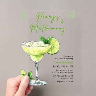 Cocktail Margs & Matrimony Brautparty Acryleinladungen