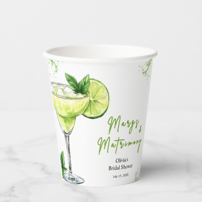 Cocktail Margs und Hochzeit Brautparty Pappbecher (Vorderseite)