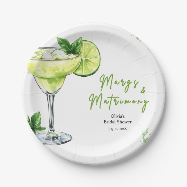 Cocktail Margs und Hochzeit Brautparty Pappteller (Vorderseite)