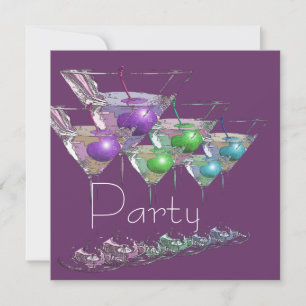 Cocktail-Martini-Gläser violetter Schimmer Party Einladung