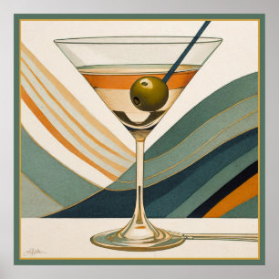 Cocktail Martini Mid-Century-Design Poster