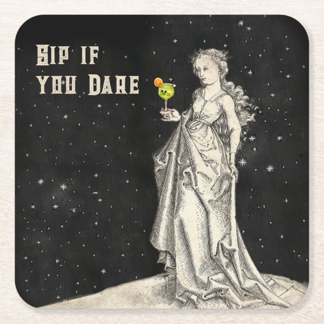 Cocktail-Menü "Hexen Themed Halloween-Party" Rechteckiger Pappuntersetzer (Vorderseite)