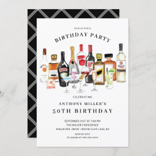 Cocktail moderne Invitation de fête d'anniversaire