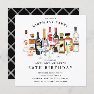 Cocktail moderne Invitation de fête d'anniversaire