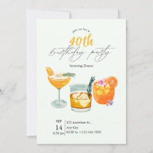 Cocktail moderne Invitation de fête d'anniversaire