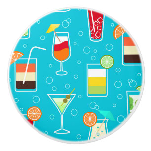 Cocktail-Muster auf aquamarinem Hintergrund Keramikknauf