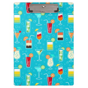 Cocktail-Muster auf aquamarinem Hintergrund Klemmbrett
