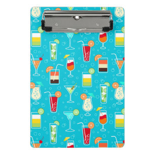 Cocktail-Muster auf aquamarinem Hintergrund Mini Klemmbrett