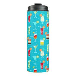 Cocktail-Muster auf aquamarinem Hintergrund Thermosbecher