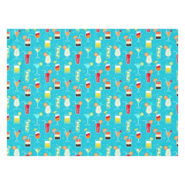 Cocktail-Muster auf aquamarinem Hintergrund Tischdecke (Vorderseite (Horizontal))