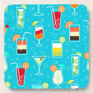 Cocktail-Muster auf aquamarinem Hintergrund Untersetzer