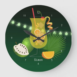 Cocktail Nacht Große Wanduhr