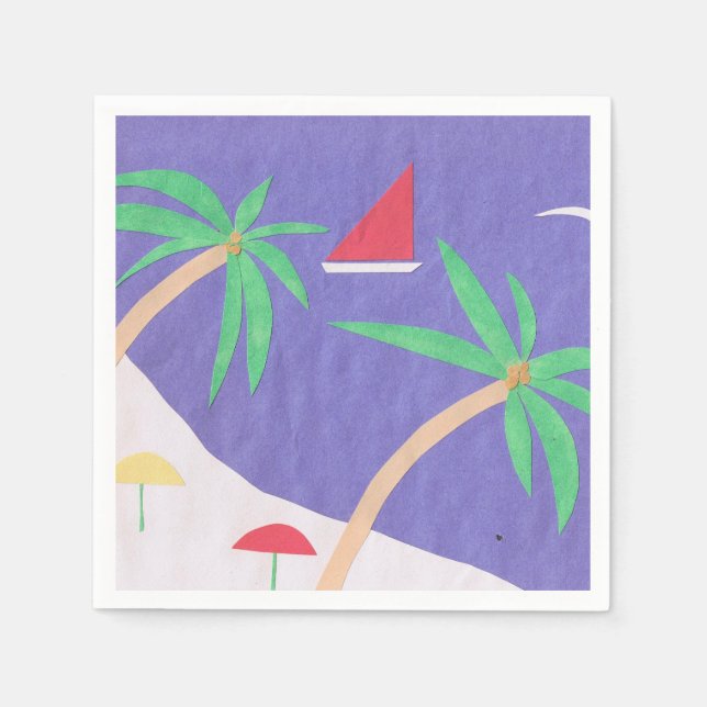 Cocktail Napkin mit einem hellen Stranddesign Serviette (Vorderseite)