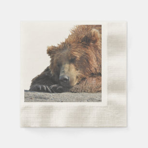 Cocktail Napkin mit Grizzlybär Serviette