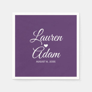 Cocktail Napkins   Einfaches Script Heart (Plum) D Serviette