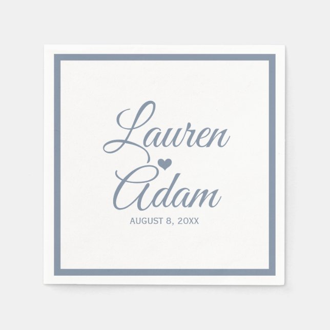 Cocktail Napkins | Einfaches Skriptherz (Dusty Blu Serviette (Vorderseite)