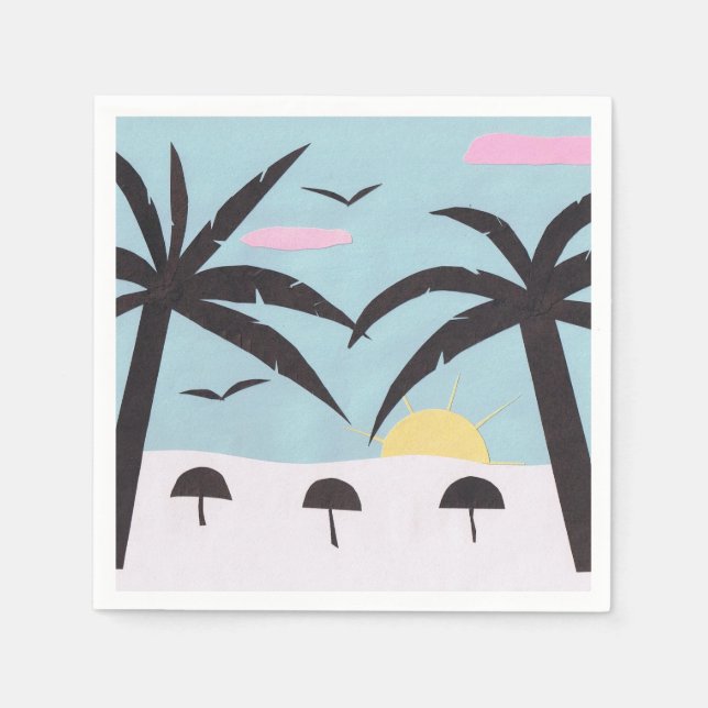 Cocktail Napkins mit Sonnenaufgang am Strand Serviette (Vorderseite)
