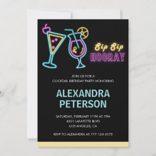 Cocktail Neon Glow 94e anniversaire Invitation