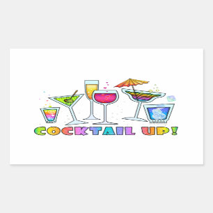 COCKTAIL OBEN! GLAS-AUFKLEBER RECHTECKIGER AUFKLEBER