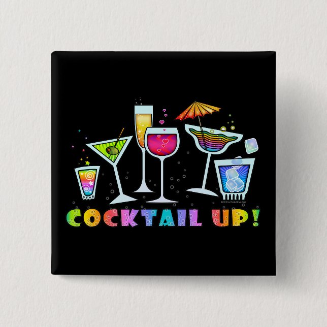COCKTAIL OBEN! GLAS-KNOPF BUTTON (Vorderseite)