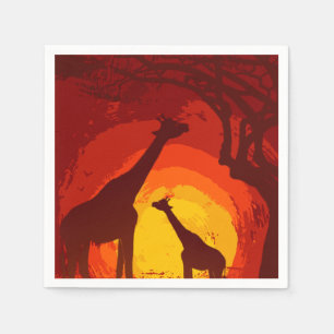 Cocktail Paper Napkin African Safari Giraffe Sun Serviette