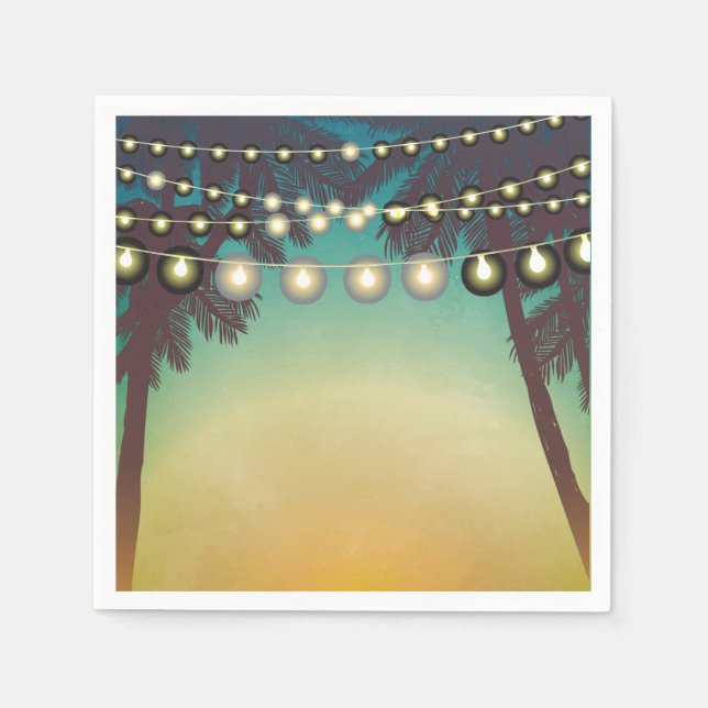 Cocktail Paper Napkin Beach Sunset Palmen Trees St Serviette (Vorderseite)
