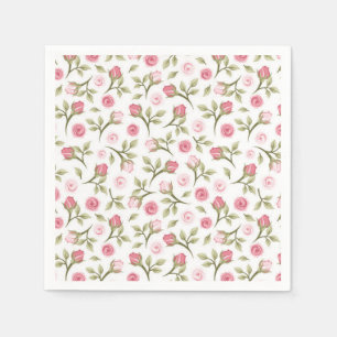 Cocktail Paper Napkins Pink Roses Serviette