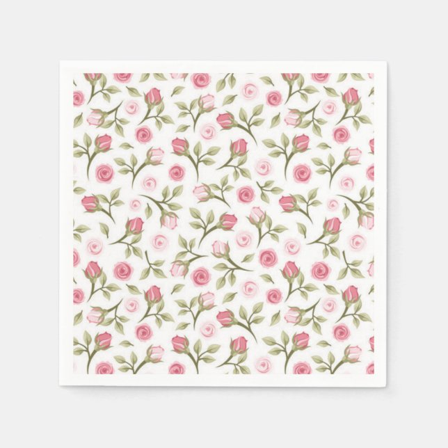Cocktail Paper Napkins Pink Roses Serviette (Vorderseite)
