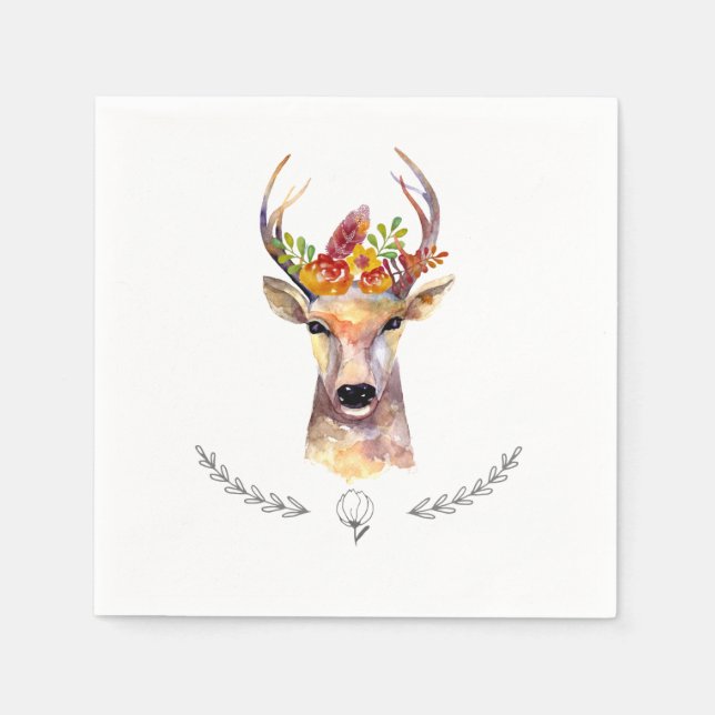 Cocktail Papier Napkin boho Hirsche Buck Kopf Brow Serviette (Vorderseite)