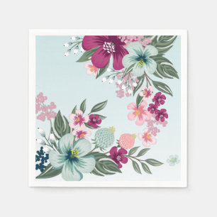 Cocktail-Papier-Serviette Tropische Blume auf blau Serviette