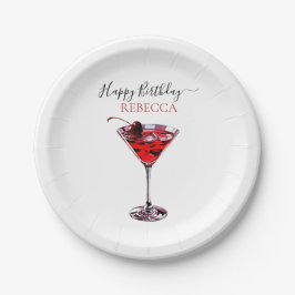 Cocktail Party Cherry Martini Happy Birthday Pappteller
