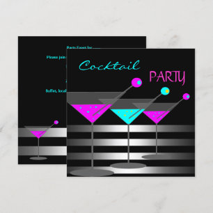 Cocktail Party Cocktails Drinks Martini Aquamarin  Einladung