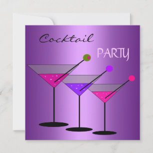 Cocktail Party Cocktails Drinks Martini Lila Einladung