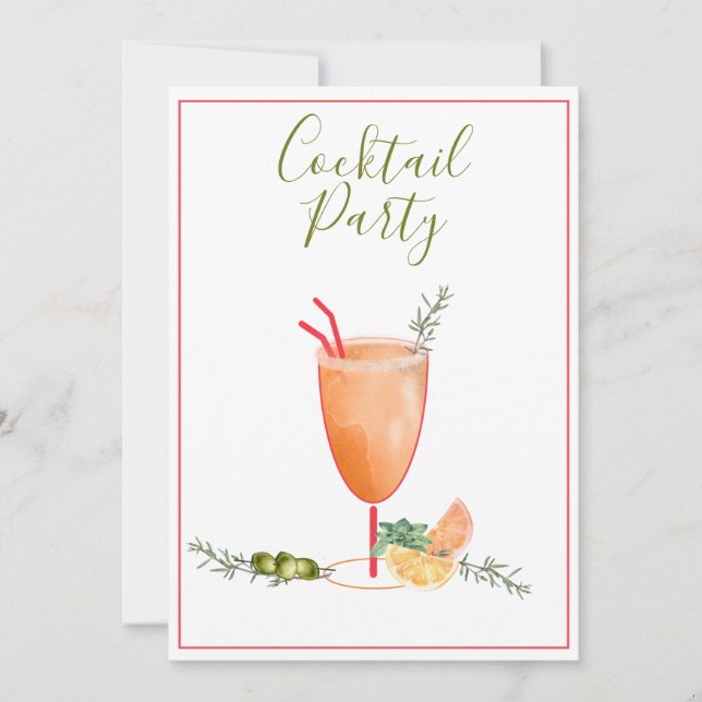 Cocktail-Party Einladung aus gemischten Getränken  (Vorderseite)