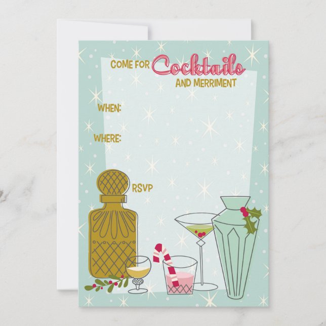 Cocktail-Party Einladung für den Retro-Urlaub (Vorderseite)