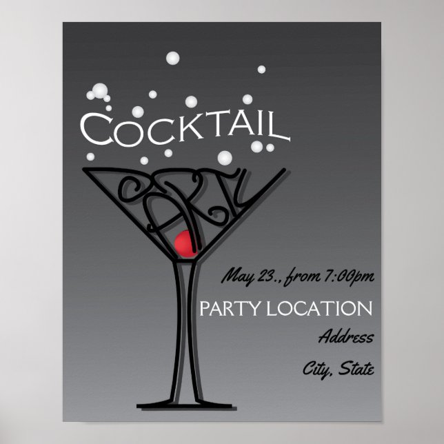 Cocktail-Party Einladung Poster (Vorne)