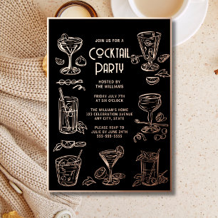 Cocktail Party Einladung Schwarz