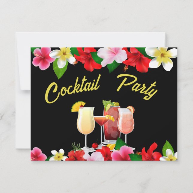 Cocktail Party Einladung Tropische Blume laden ein (Vorderseite)