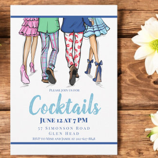 Cocktail Party Fashion Couples Lobster Preppy Einladung