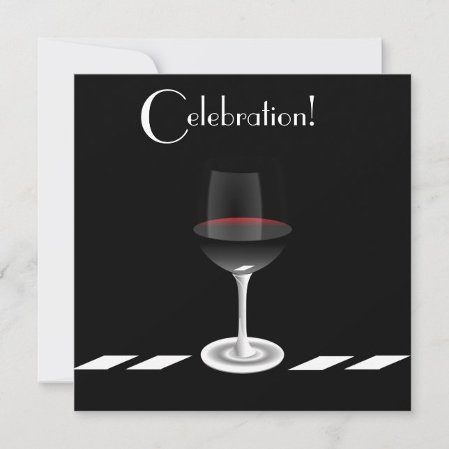 Cocktail Party Feier in Schwarz und Weiß Einladung (Vorderseite)