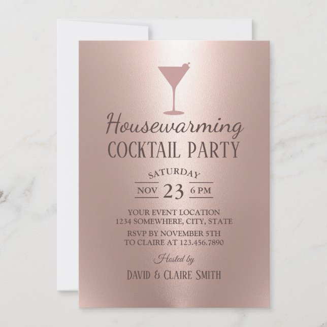 Cocktail-Party für den Hausgebrauch Rose Einladung (Vorderseite)