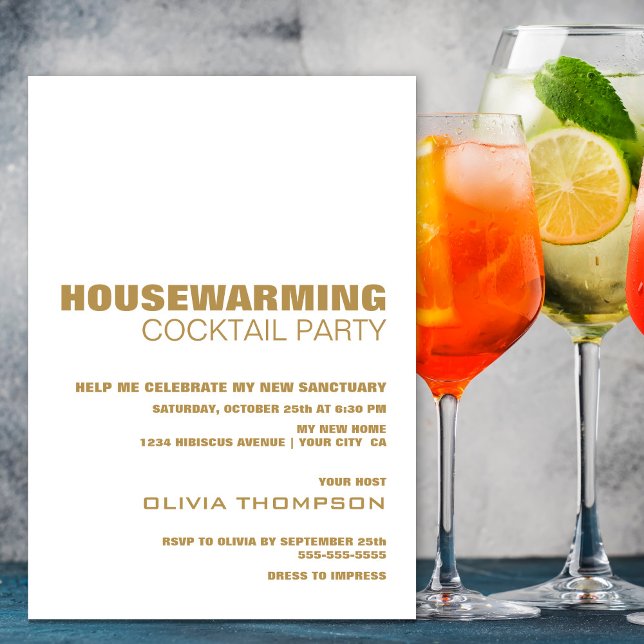 Cocktail-Party für den Haushalt Modernes Weißes Go Einladung (Von Creator hochgeladen)