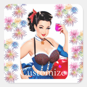 Cocktail Party Girl Thunder_Cove Quadratischer Aufkleber