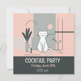 Cocktail Party Katzen im Retro-Stil Einladung