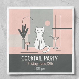 Cocktail Party Katzen im Retro-Stil Serviette