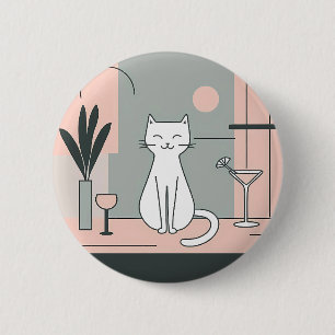 Cocktail-Party-Katzen Retro-Stift Button