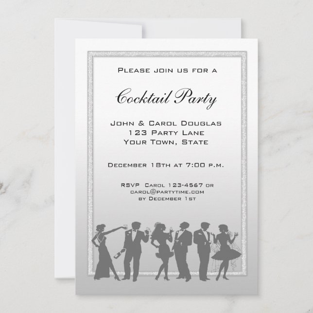 Cocktail-Party, Leute-Silhouette-Einladung Einladung (Vorderseite)