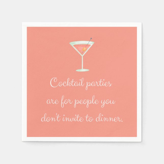 Cocktail-Party, lustig Serviette-Martini-Lachs Serviette (Vorderseite)