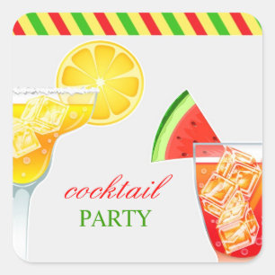 Cocktail Party Trinkaufkleber Quadratischer Aufkleber
