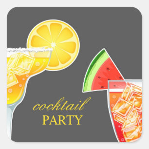 Cocktail Party Trinkaufkleber Quadratischer Aufkleber